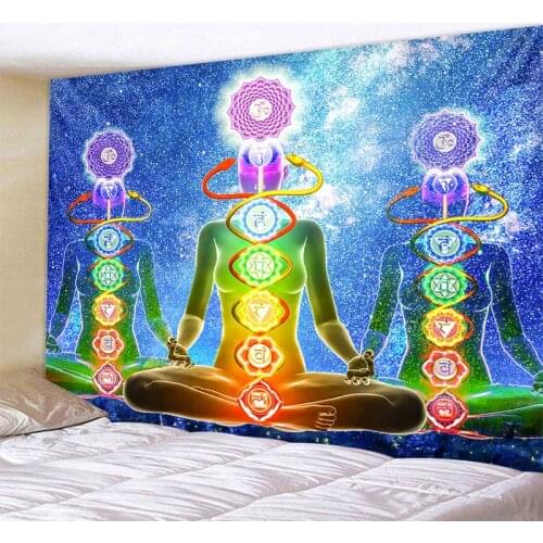 Indian Yoga Buddha Tapestry Meditation Fantasy Seven Chakra Tapestry Mandala Boho Hippie Witchcraft Psychedelic Home Decoration