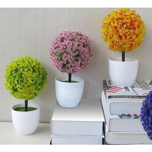 Artificial Plant Potted Bonsai Festival Artificial Potted Ornament Topiary Ball Shape Bonsai Fake Plant Home Decoration Dropship