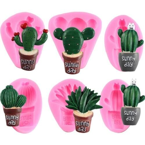 Cactus Succulent Plants Silicone Molds Baby Party Cupcake Topper Fondant Cake Decorating Tools Candy Chocolate Gumpaste Mold