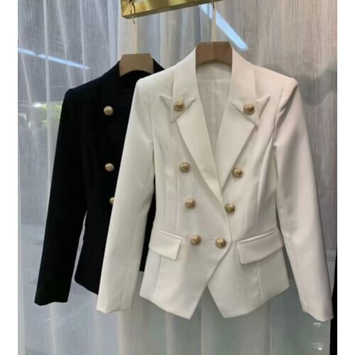 CLASS 10.18 !!! AAA Double Breasted Gold Buttoned Blazer Long Sleeved High quality Woman Suit Coat 2021 New