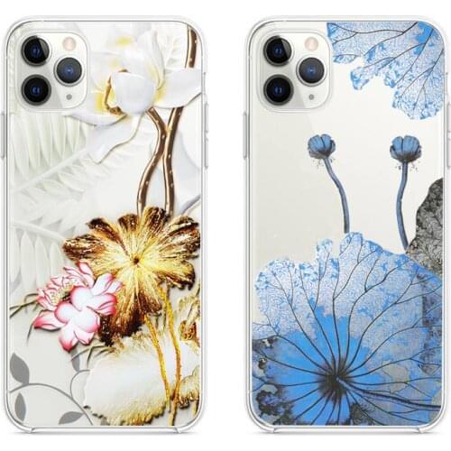 Pretty lotus flower Phone Case clear for iphone 12 pro max mini 11 pro XS MAX 8 7 6 6S Plus X 5S SE 2020 XR cover