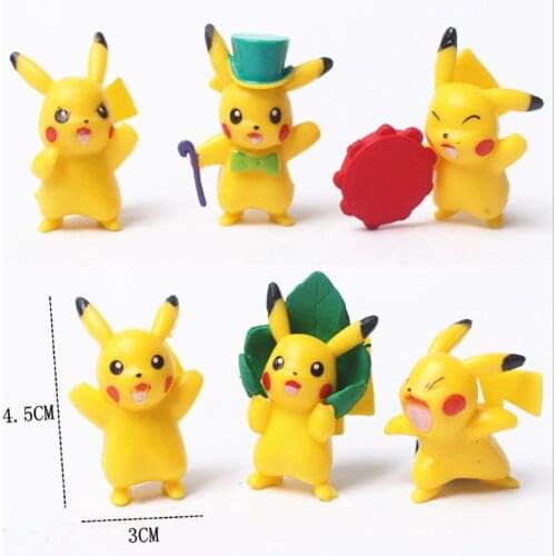 6Pcs Pokemon Pikachu Doll Anime Cartoon Figure Toys Kids Gift PartyCake Decoration Childrens Toy Wholesale Party Decor Supply