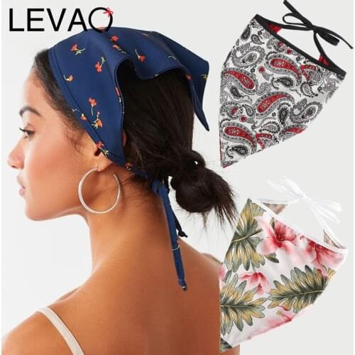 LEVAO 2020 Printing Headband For Women Custom Made Turban Headwear Head Wrap Kerchief Triangle Fashion Summer Girls Hairbands