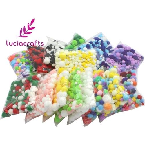 Lucia crafts 20g Assorted Pom Poms Mixed Color Soft Pompoms DIY Handmade Kids Toys Sewing Accessories J0601