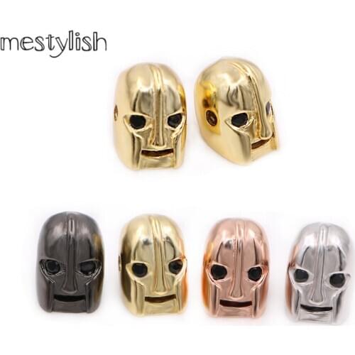 Fashion Jewelry Accessories Charm Spartan Warrior Beads Gold Micro Pave Black CZ DIY Helmet Skull Beads For Pulsera Bracelet