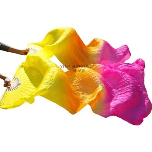 Can Be Customized 1Pair Imitation Silk Belly Dance Fans Dancing Practice Performance Fans Handmade Dyed Silk Long Fans Unisex