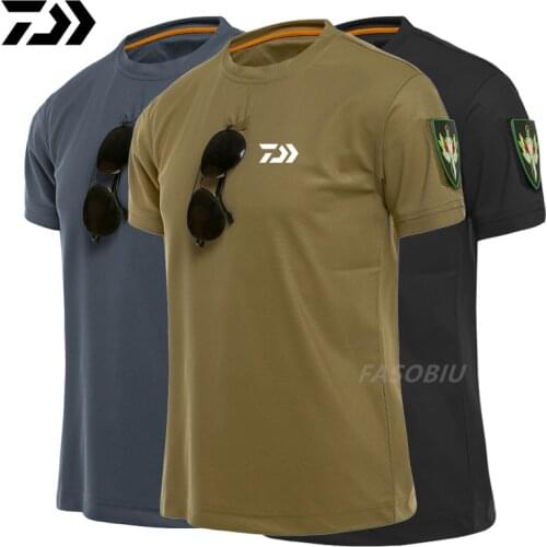 2021 Daiwa Mens Outdoor Sports Fishing Loose Camouflage Short Sleeve T-shirt Quick Dry Breathable Mountaineering Fishing Shirt