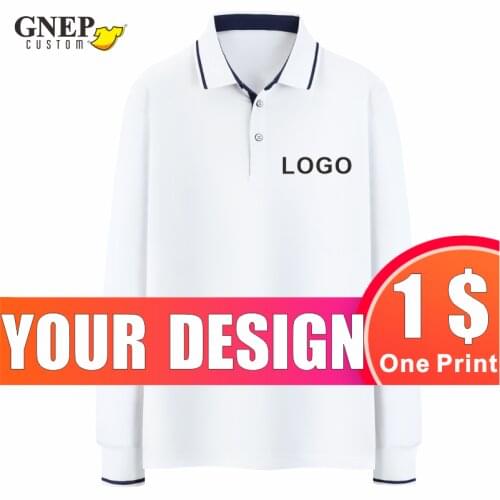 GNEP Winter Mens Long-Sleeved Polo Shirt Custom Fashion Quality Solid Color Lapel Top Cheap Embroidery Casual Business Overalls