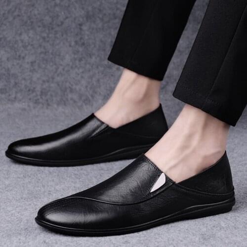 Loafer slipon shoe cuire de Male size 2020 for zapatillas slip shos men leather en mens hombre sandale white gentle mens sports
