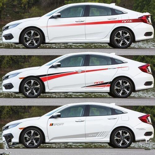 Personality Side Body Wait Line Skirt Sticker For Honda Civic 10th BA062