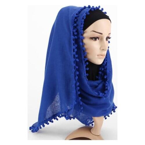 2019 New Women Cotton Scarf Pom Balls Winter Scarf plain ball shawls hijab muslim wrap headband 13 color scarves/scarf 180*80cm