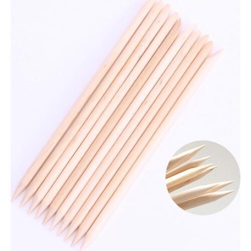 New 30/50pcs/lot Orange Wooden Nail Art Stick Double End Dead Skin Fork Cuticle Pusher Remover Pedicure Manicure Tools
