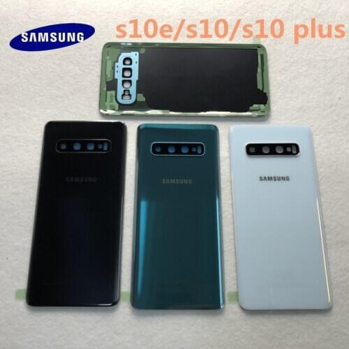 Original Samsung Galaxy S10 S10E S10+plus Battery Back Cover Door Housing Replacement Repair Parts + ear Camera Glass Lens Frame