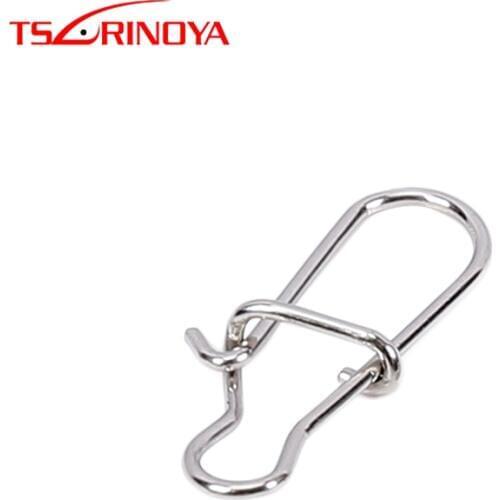 TSURINOYA Fishing Tool Snap 50pcs Stainless Steel Hook Lock Snap 0# 1# 2# Fishing Accessory Safety Snaps Strong Drag 12 18 25KG