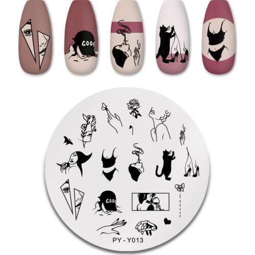 PICT YOU Round Leaves Stamping Plate Tattoo Stainless Steel Nail Picture Stamp Templates Stencil Accessories Tools