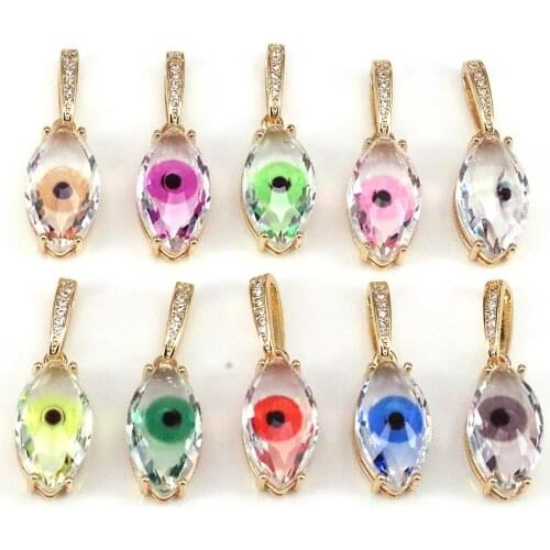 6Pcs Fashion Jewelry Colorful Glass Crystal eyes pendant Crystal Style Pendant Accessories Necklace making