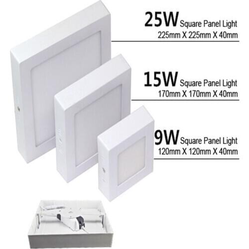 30pcs/lot No Cut ceiling 9w Cold White Surface mounted led downlight Square panel light Spot Down lamp AC110V 220V+ Driver