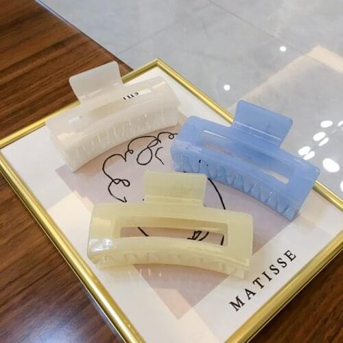 Rectangle Hair Claws Solid Color Plastic Hair Grab Clips Women Korean Hair Accessories for Girls Buckle Bath Ponytail Holder