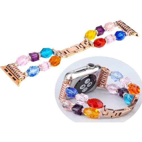 Watchband Solid Crystal Metal Buckle Belt Stylish Watch Strap for Apple Watch SE Series 6 5 4 Band 44mm 40mm 42mm 38mm Wristband