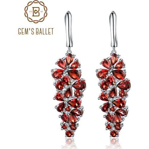 Gems Ballet 4.31Ct Natural Red Garnet Gemstone Drop Earrings Solid 925 Sterling Silver Fine Jewelry For Women Wedding