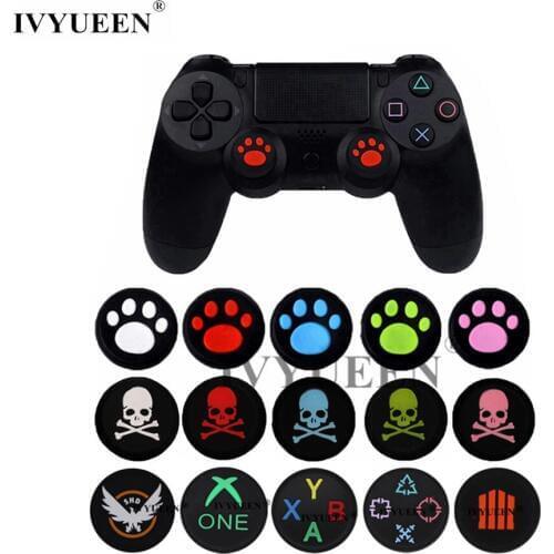 IVYUEEN Cat Skull Silicone Grips for PlayStation Dualshock 4 PS4 Pro Slim Controller Analog Thumb Sticks Cap Cover for XBox One