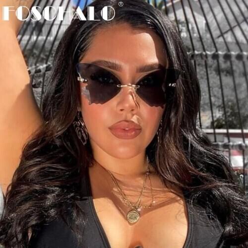 Butterfly Rimless Sunglasses Women Brand Designer Glasses Men Retro Steampunk Sunglasses Eyewear Vintage Small Frames Eyeglasses