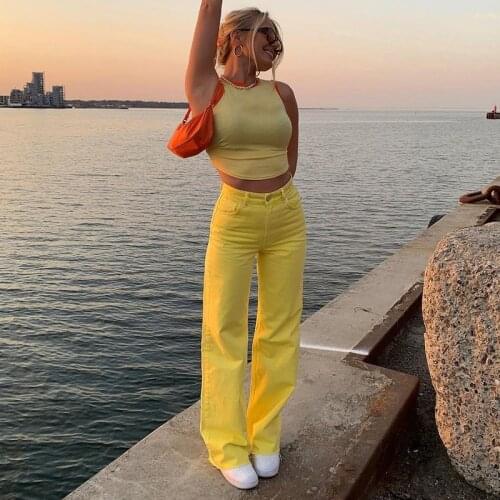 Streetwear Trend Jeans for Women New Fashion Basic Loose High Waist Baggy Jeans Solid Cotton Zipper Fly Wide Leg Straight Pants