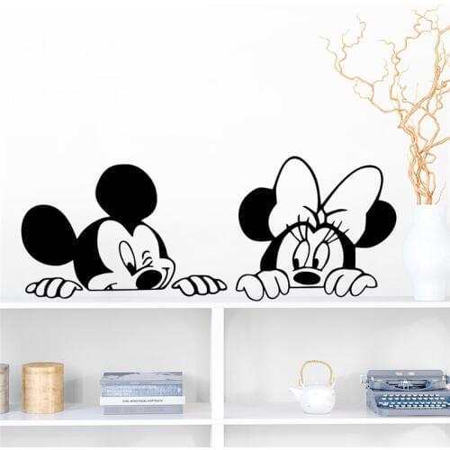 Cartoon mickey minnie mouse vinyl wall stickers bedroom baby home decor disney wall decals vinyl mural art diy wallpaper