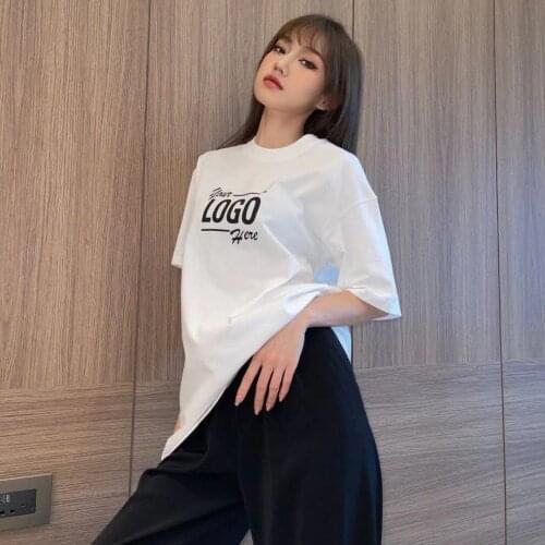 Vintage Minimalist T-shirt Letter Print Summer Dress 2021 New T-shirt Women Ins Loose Short-sleeved Top