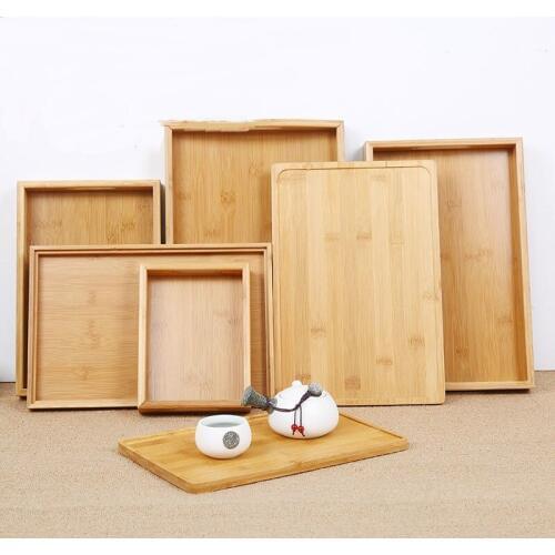 Japanese bamboo tea tray rectangular Hotel wood dinner dish fruit bread tray family breakfast tray coffee tray With handle C413