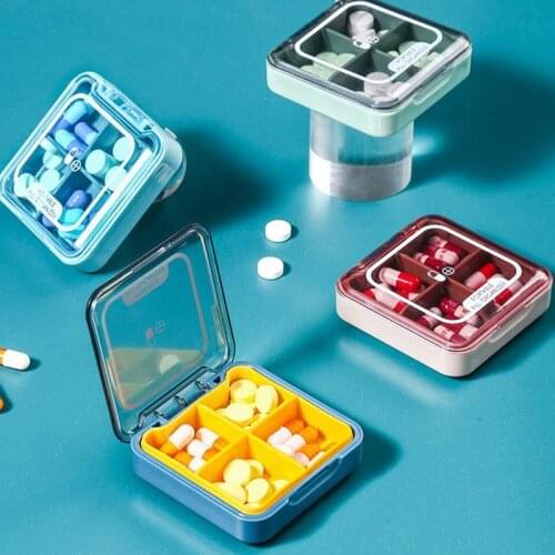 1PC Sealed Nordic Square Round Pill Case Portable Pill Box Drug Tablet Medicine Storage Holder Splitter Organizer Container Case