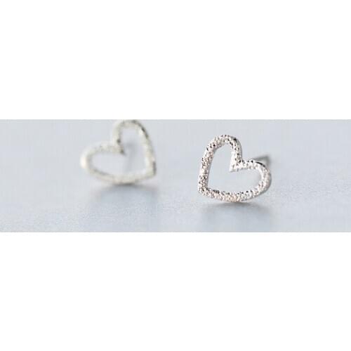 925 Sterling Silver Piercing Heart Shape Stud Earrings for Women Party Jewelry pendientes eh650