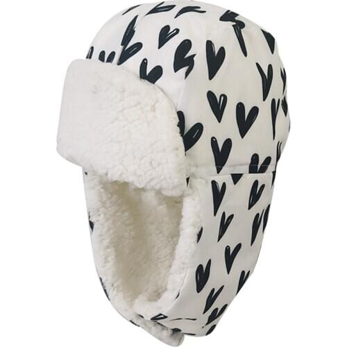 Winter Hat Boy Girl Earflap Beanie Bomber Hat White Fleece Warm Autumn Skiing Waterproof Outdoor Accessory Toddler Baby