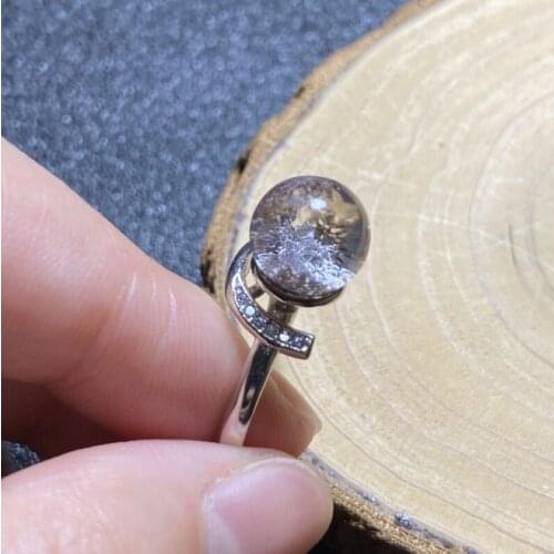 1Pc Natural White Phantom Quartz crystal Adjustable ring 925 Silver Domed girl gift AAAAA Gem ring crystal healing stone