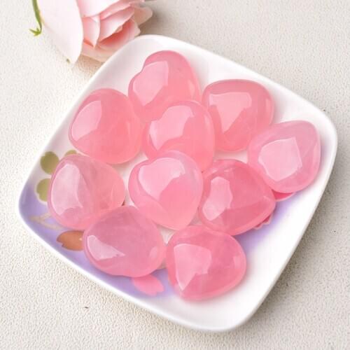 1PC Natural Crystal Rose Quartz Heart Stone Fashion Simple Home Decor Crafts Reiki Healing Stone For Men Women Love Gems Gift
