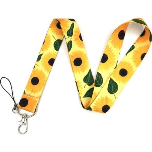 10Pcs Sunflower Phone Straps Keychain Lanyards For Keys USB ID Badge Holder Keycord Webbing Ribbon Hang Rope Mobile Accessories