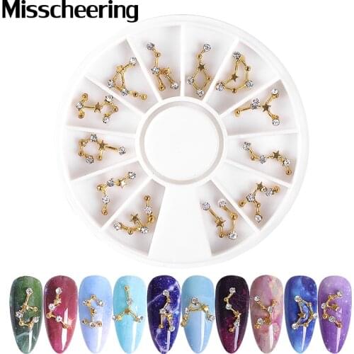 12 Constellation Shape Nail Art Decorations 3D Alloy Nail Rhinestones Creative Jewelry Decor Nail Wheel DIY Manicure Accessories