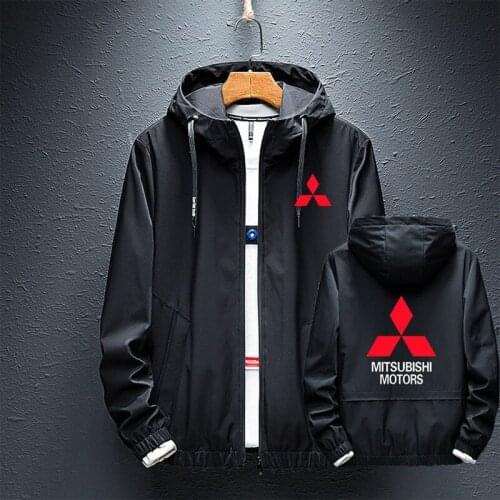 2021 Mitsubishi Motors Car Logo Hoodies Splice Windbreaker rainproof Fashion Jacket Zipper Mans Casual Coats Autumn Tops
