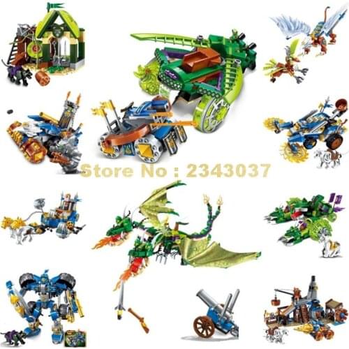 2301-14 War Of Glory Castle Knights Dwarven Chariot Robot Elfin Dragon Horse Building Block Toy