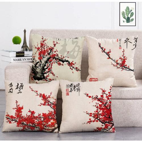 45cm*45cm Pink Peach Blossoms Pillow Cover and Sofa Decorative Cushion Cover Sofa Home Printed Throw Pillowcase T335