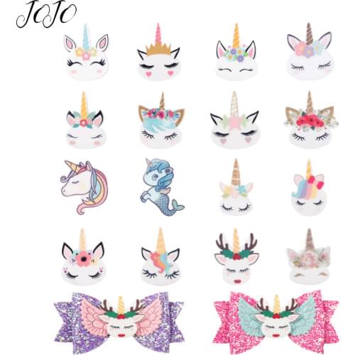 JOJO BOWS 10pcs DIY Craft Supplies Planar Resin Accessories Unicorn Horn Flower For Phone Case Handamde Earring Decor Material