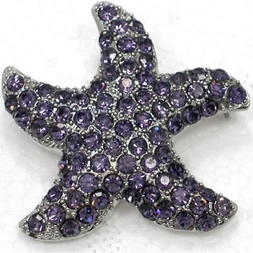 Violet Rhinestone Star Pin brooches Fashion Jewelry gift C2156 Q