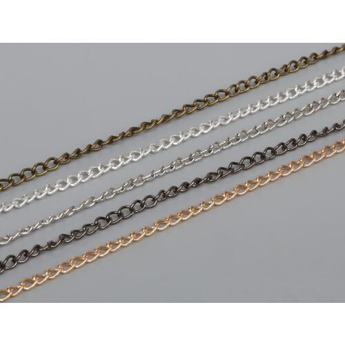 5m/strand Necklace Chains Rhodium/Silver/Gold/GunMetal /Antique Bronze Plated Metal Iron Chain for DIY Jewelry Findings 4x3mm