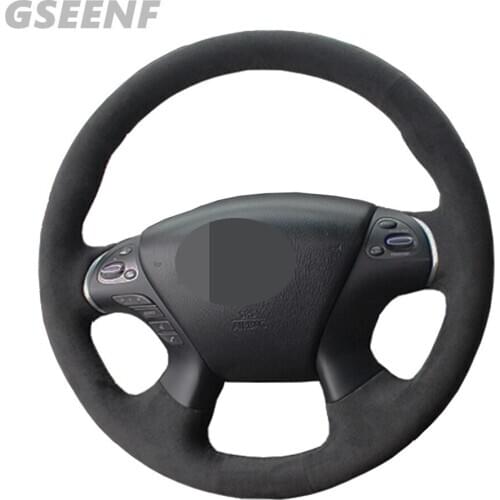 Car Steering Wheel Cover For Infiniti JX35 M M25 M35 M37 M56 Q70 QX60 Nissan Murano Black Hand-stitched Comfortable Suede