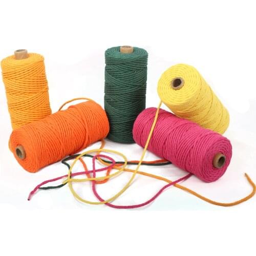 Handmade boho decor 3mm Colored Colorful Cotton Cord Rope thread Twisted Macrame String DIY Home Wedding decoration supply