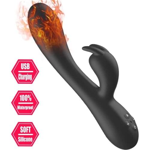 Av Rabbit Dildo Vibrator Clitoris Stimulator G-spot Adult Sex Toy Usb Charging Heating Vagina Femme Masturbator Dildos For Women