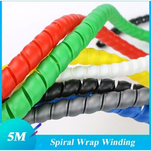 Hot 5M 8mm-32mm Spiral Wire Organizer Wrap Tube Flame Retardant Cable Sleeve Colorful Cable Casing Cable Sleeves Winding Pipe