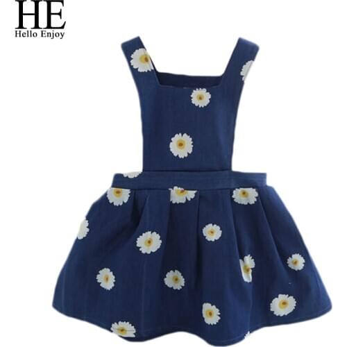 HE Hello Enjoy Baby Girl Clothes Dresses Formal Valentine Dress Kids Girls Sleeveless Flowers Suspender Dress Strap Clothes 2019