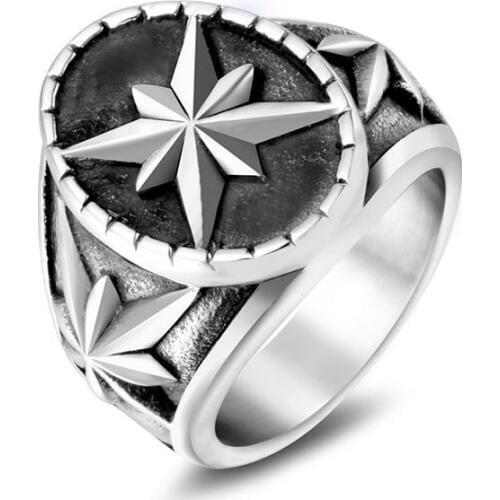 US Size 7-11 Fine Polished Never Fade Titanium Steel Big Unique Stars Ring Statement Jewelry Trendsetter Accessories Ring