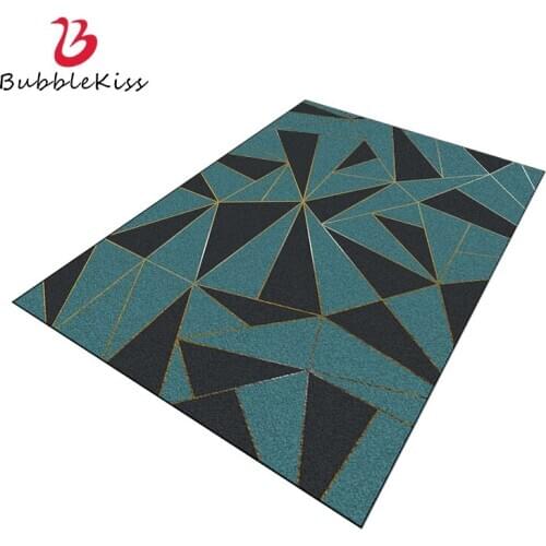 Bubble Kiss Nordic Style Carpets For Living Room Dark Green Floor Mat Black Geometric Pattern Rug Home Bedroom Non-Slip Area Pad